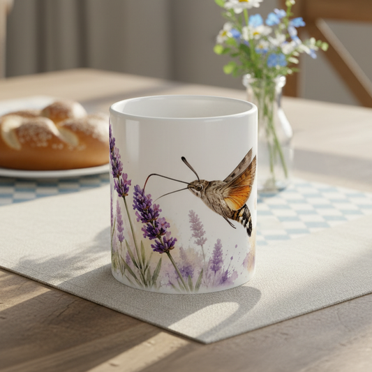 Lavendel Tasse 330 ml mit Taubenschwänzchen – Botanisches Aquarellmotiv