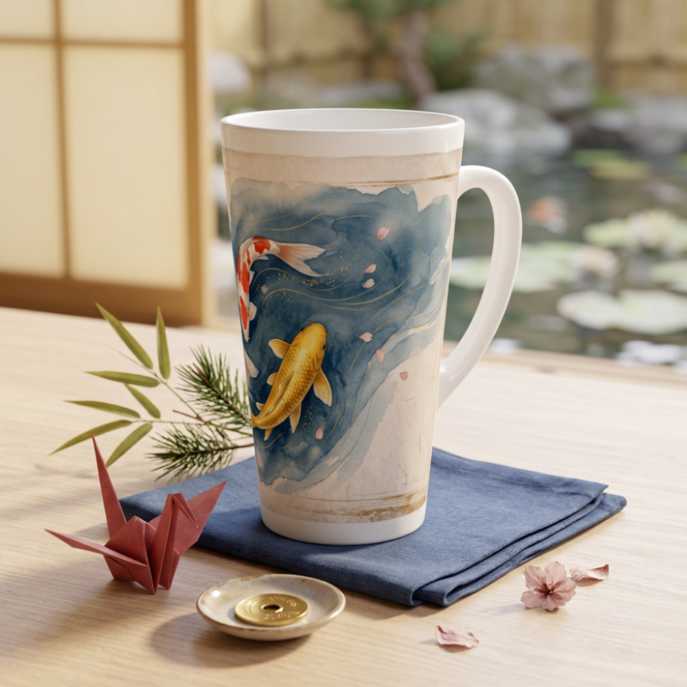 Japan Koi Tasse 440 ml mit zwei Koi Fischen, blauem Wasserdesign und japanisch inspirierter Gestaltung