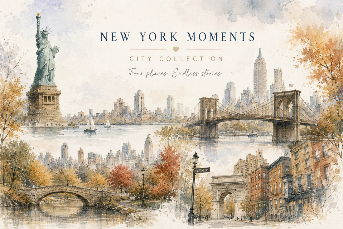 New York Moments – vier Aquarell Tassen erzählen die ruhige Seite der Stadt