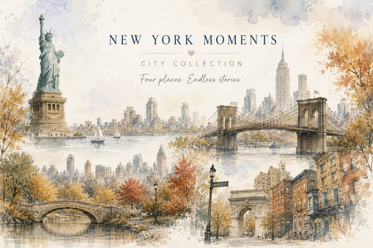 New York Moments – vier Aquarell Tassen erzählen die ruhige Seite der Stadt