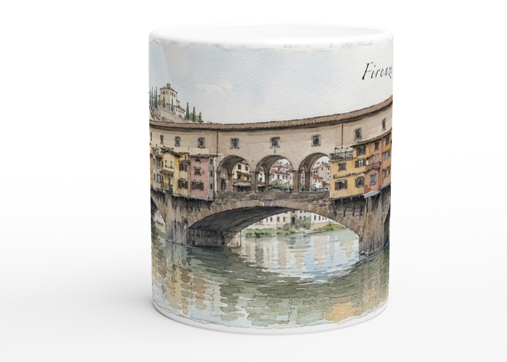 Florenz Tasse 0,33 l – Ponte Vecchio im Aquarellstil