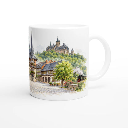 Wernigerode Keramiktasse als Geschenkidee für Harzliebhaber, Eisenbahnfreunde, Heimatverbundene und Fans historischer Fachwerkstädte