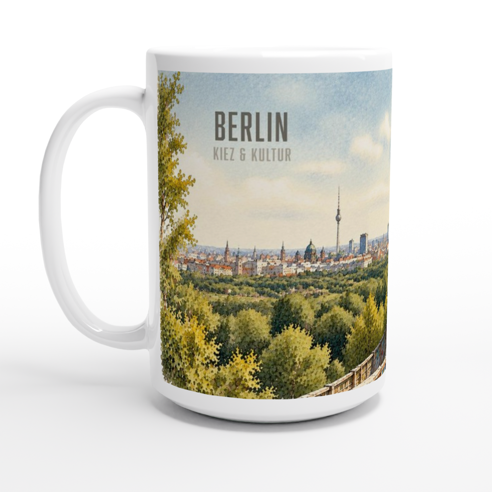 Detail des Teufelsberg-Motivs mit Graffiti, farbiger Street Art und den charakteristischen Radarkuppeln der ehemaligen Berliner Abhörstation