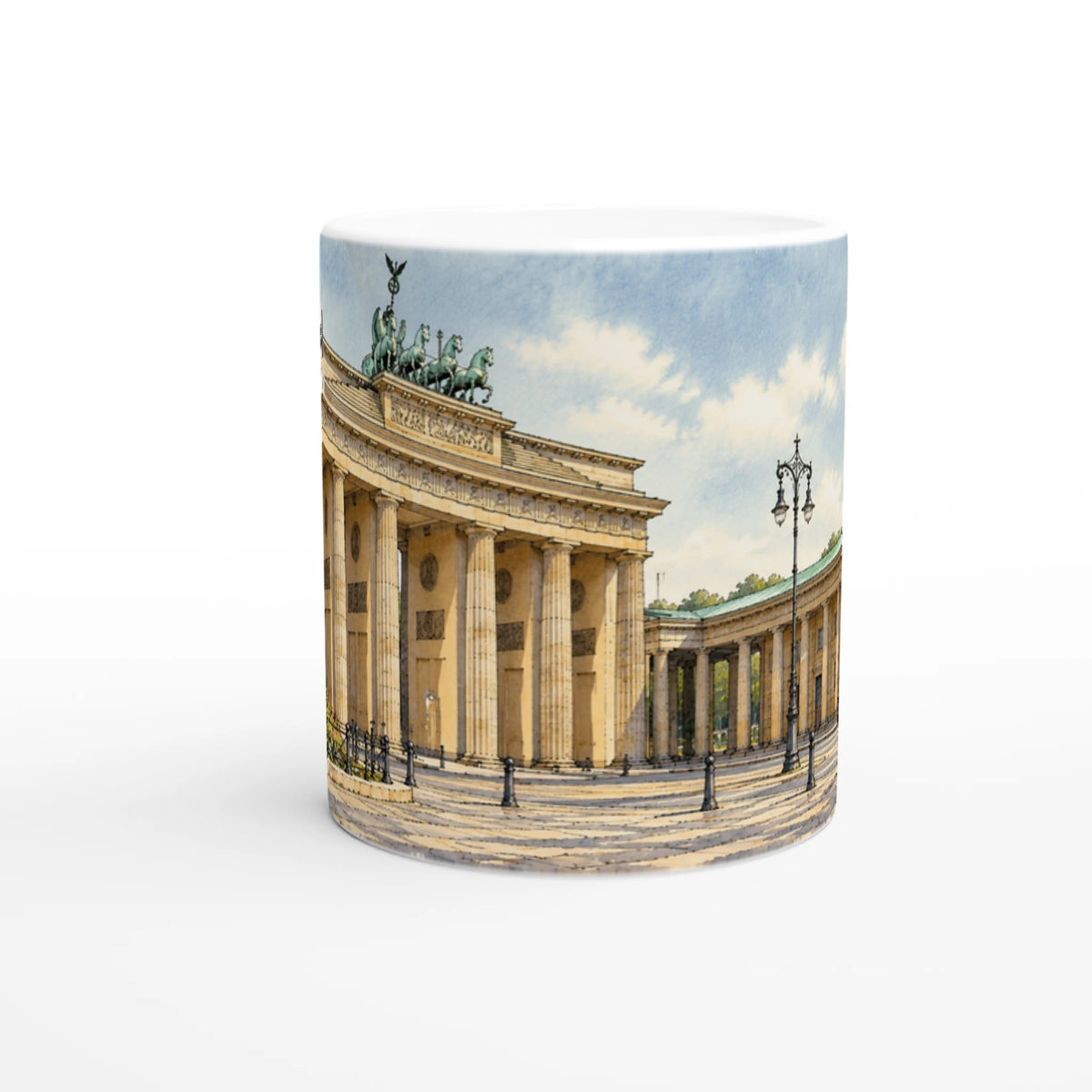 Keramiktasse 330 ml mit Brandenburger Tor und Quadriga als stilvolle Reiseerinnerung und besonderes Berlin Souvenir.