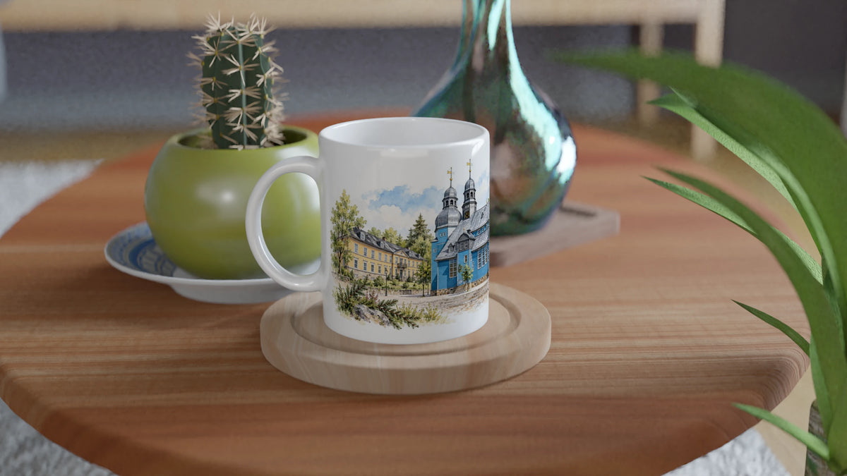 Clausthal Zellerfeld Keramiktasse als Geschenk fuer Harzliebhaber, Heimatverbundene, Reisende und Freunde historischer Ortsillustrationen