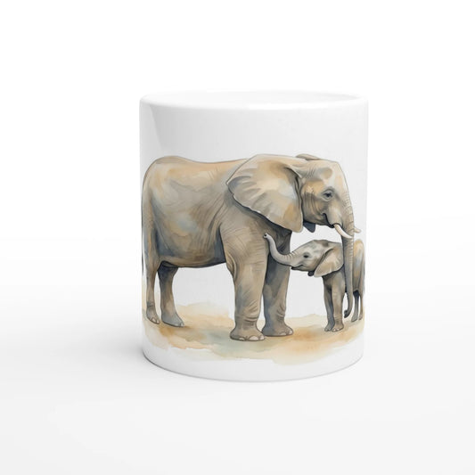 Aquarell Design mit Elefant und Jungtier als Symbol für Nähe und Schutz