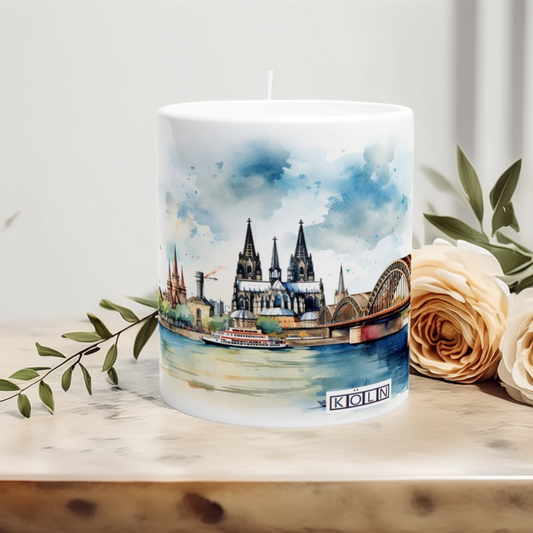 Köln Panorama im Aquarellstil mit den bekanntesten Sehenswürdigkeiten der Domstadt