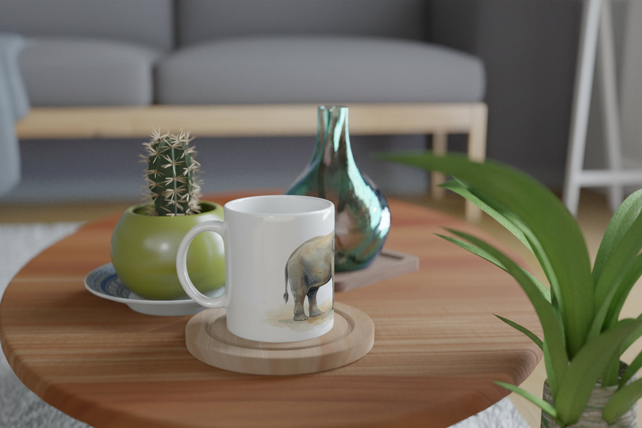 Ruhige Tierillustration mit erwachsenem Elefant und kleinem Elefantenbaby