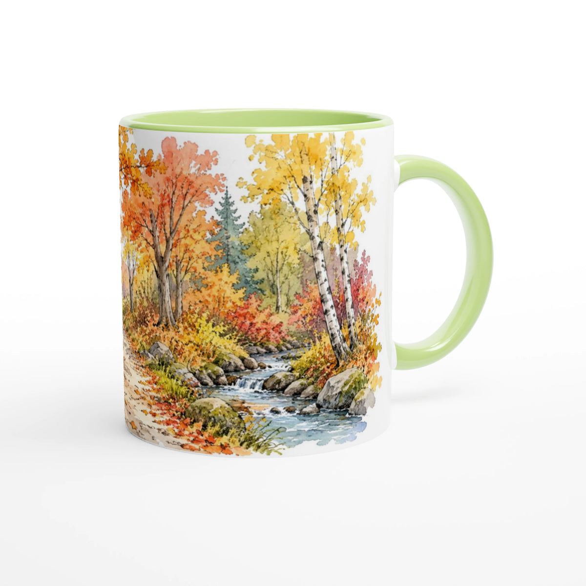 Herbstliche 330-ml-Tasse mit Aquarellmotiv als Geschenkidee für Herbstliebhaber, Naturfreunde und Freunde stimmungsvoller Keramiktassen