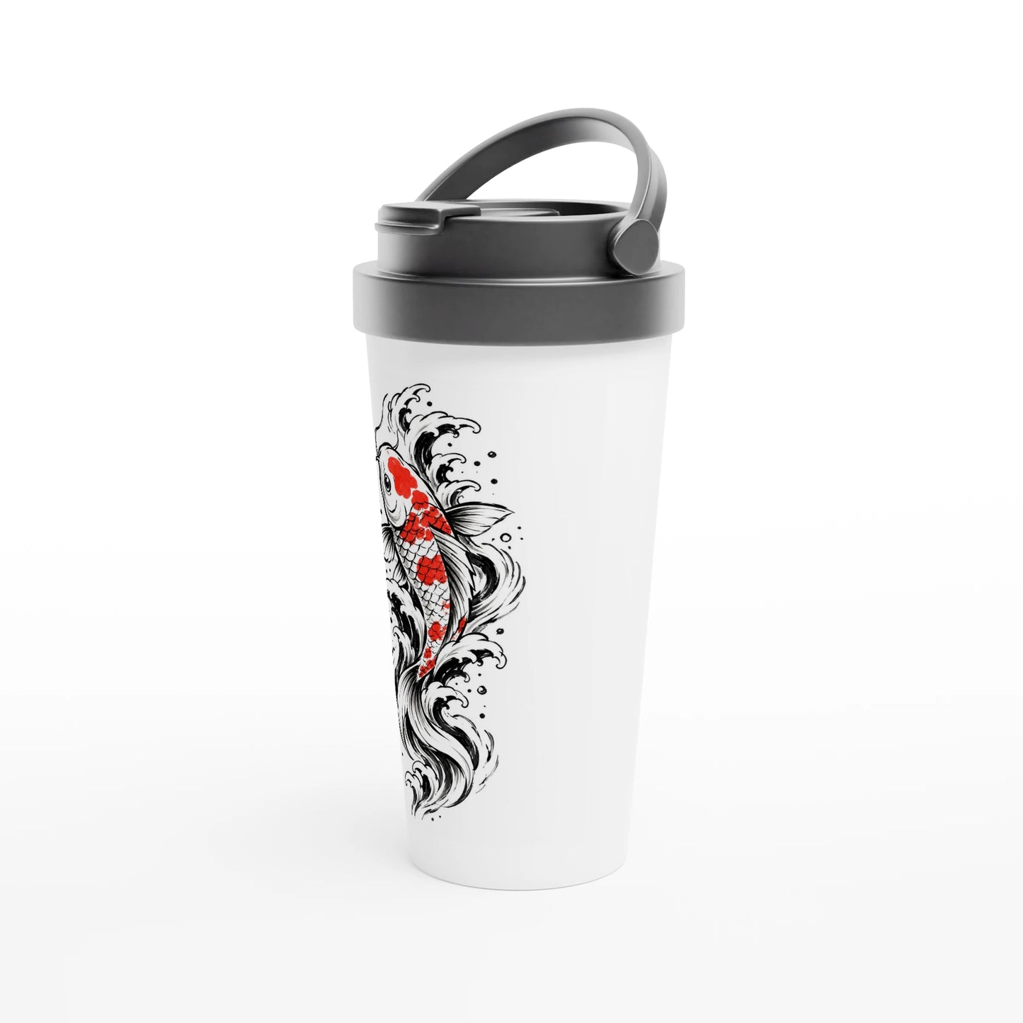 Doppelwandiger Thermobecher mit japanischer Koi Illustration