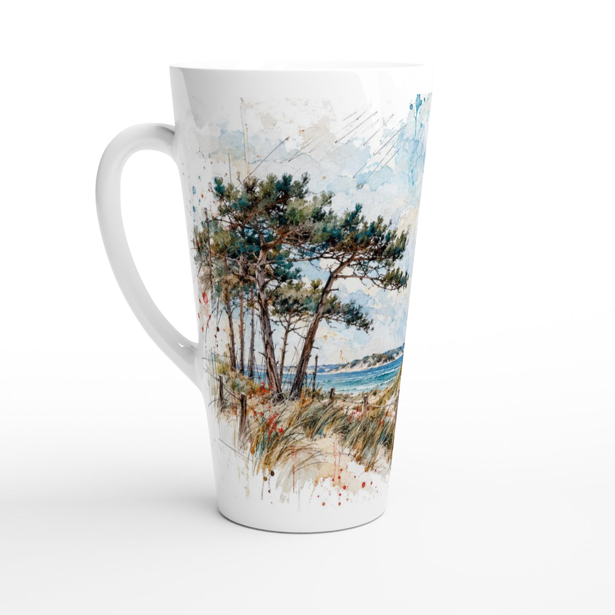 Leuchtturm Gellen Hiddensee Aquarell Latte Tasse