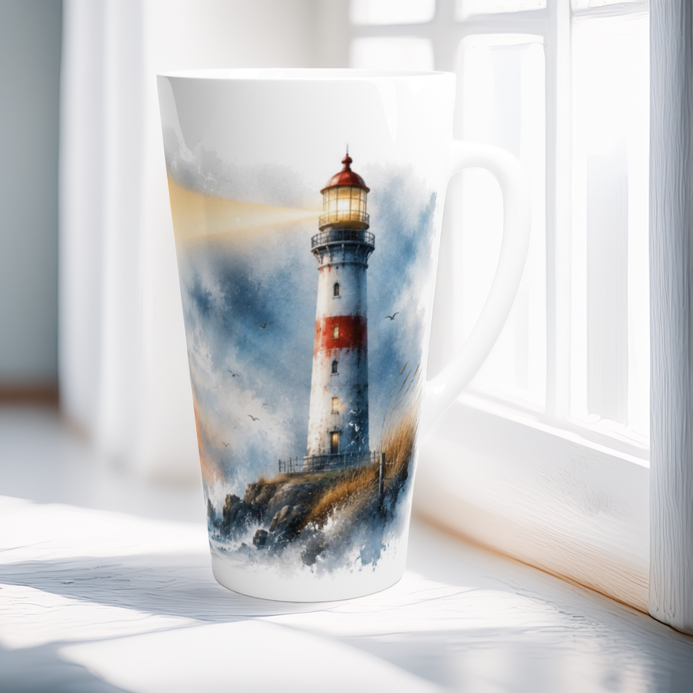 Leuchtturm am Meer als ruhiges Aquarellmotiv mit weichen Übergängen