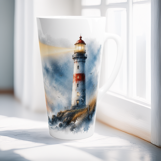 Leuchtturm am Meer als ruhiges Aquarellmotiv mit weichen Übergängen