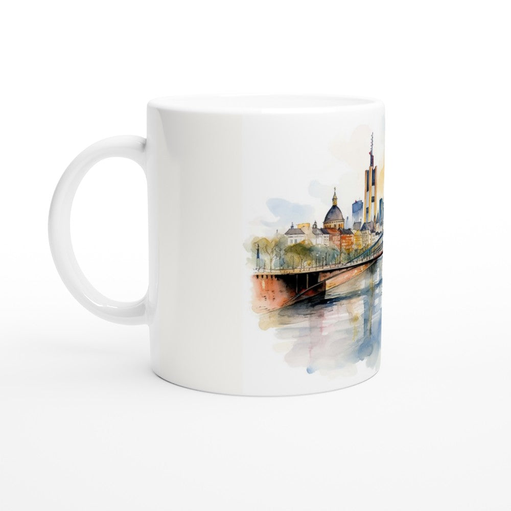 Frankfurt am Main Tasse mit Hochhäusern und regionaler Apfelwein-Anekdote