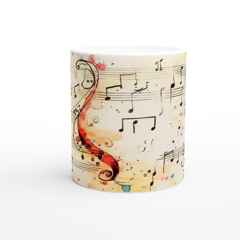 Keramiktasse für Musiklehrer und Chormitglieder mit Notenillustration