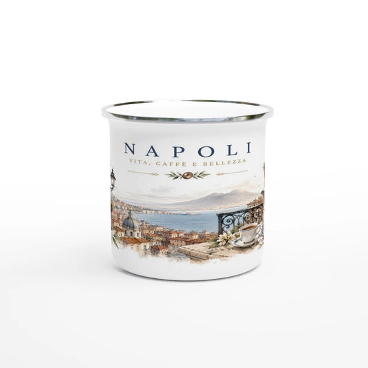 Mediterrane Stadtansicht mit Vesuv im Aquarellstil