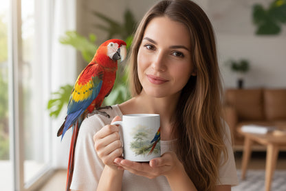 Künstlerisches Wildlife Motiv mit Papageienpaar und harmonischer Farbwirkung
