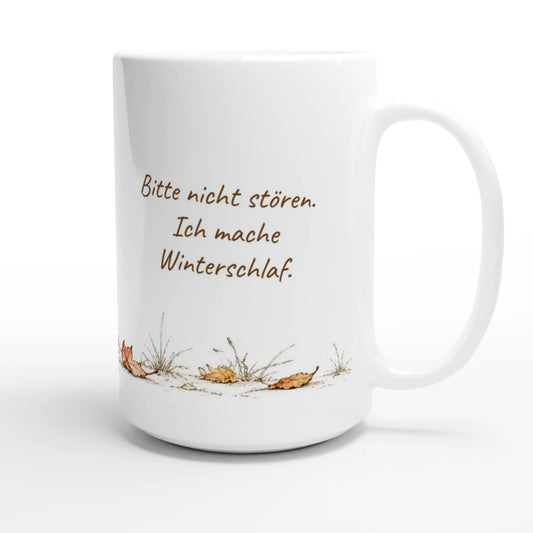 Herbstliche Illustration eines eingerollt ruhenden Igels zwischen buntem Laub, feinen Gräsern und einzelnen Blättern auf hellem Hintergrund.