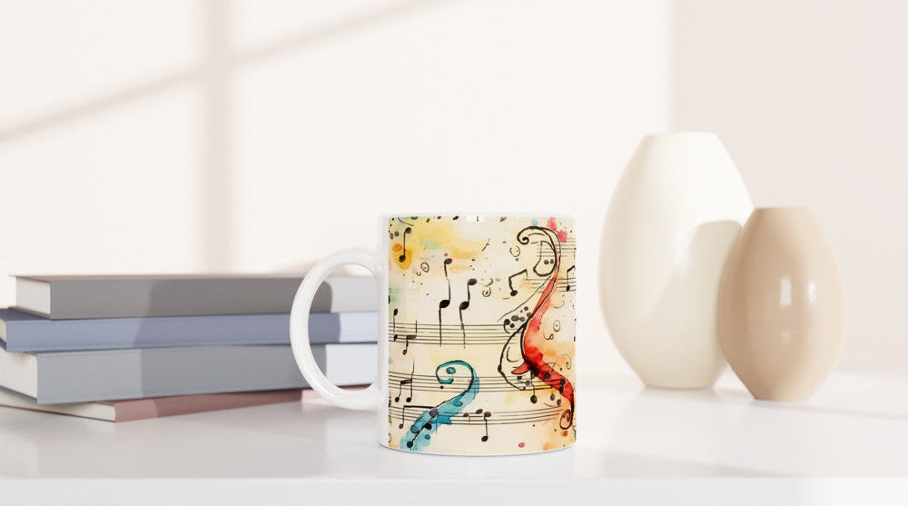 Musikmotiv im Aquarellstil mit Violinschlüssel und harmonischen Farbverläufen