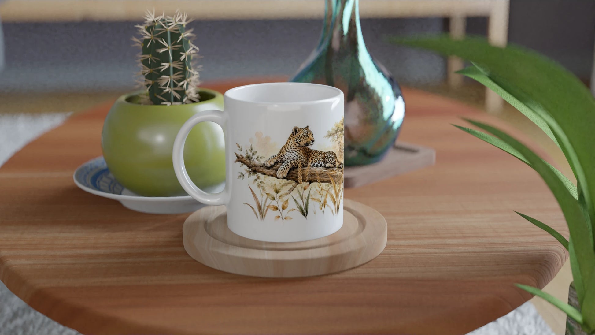 Tasse mit zwei spielenden Leopardenjungen