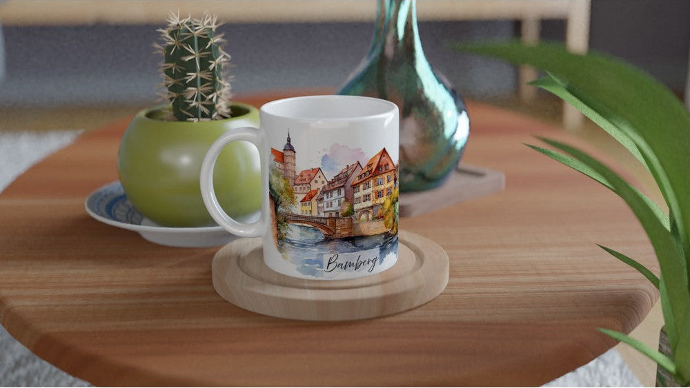Bamberg Souvenir Tasse 330 ml als künstlerische Erinnerung an die fränkische Altstadt