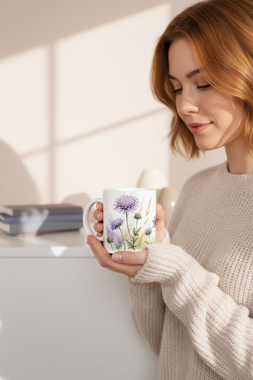 Naturinspiriertes Design mit Schmetterling und violetten Blumen