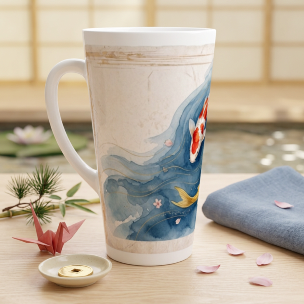 Koi Tasse als Geschenkidee für Japanliebhaber mit asiatischer Kunst und ruhigem Wasser Motiv