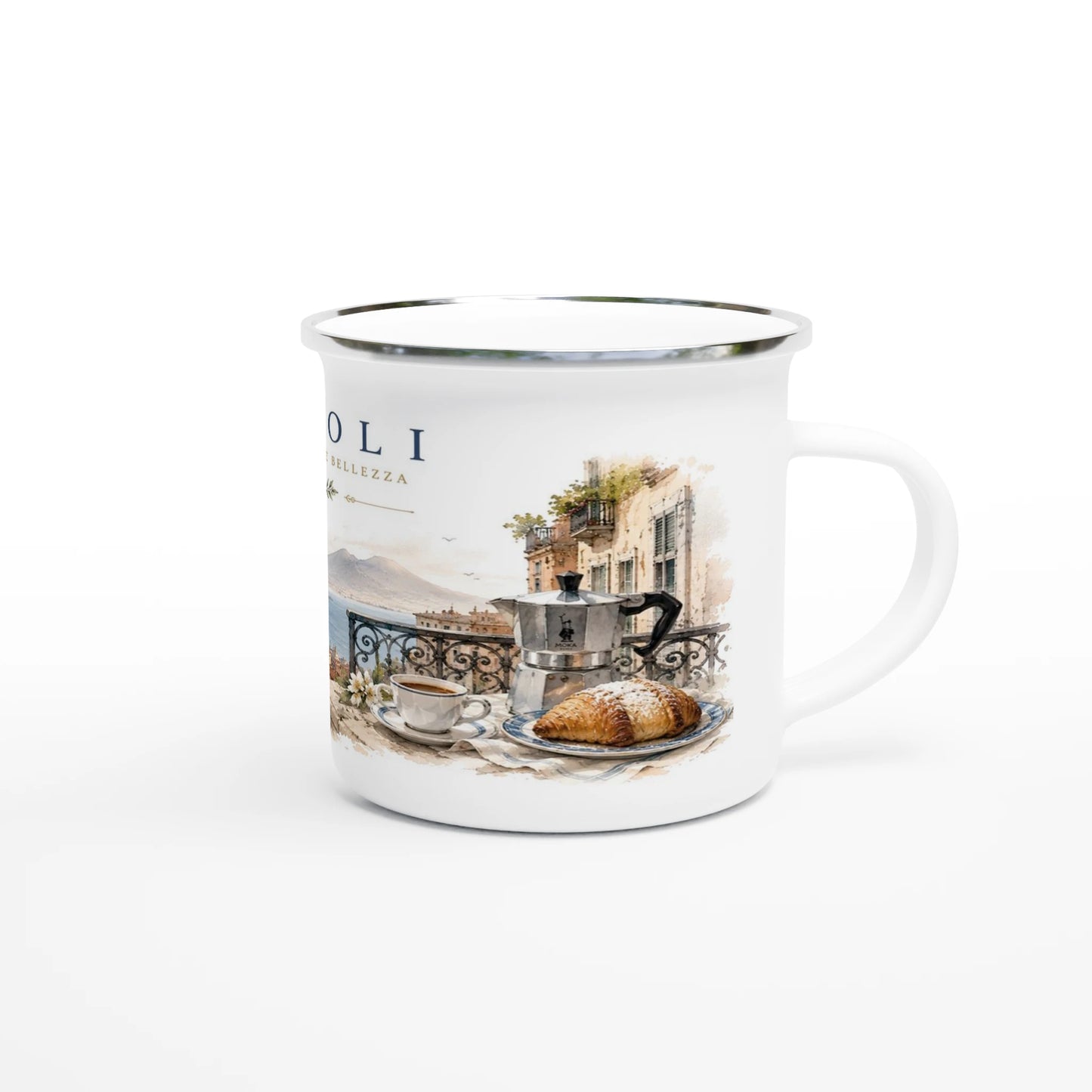 Italienisches Küstenpanorama mit Vesuv und Kaffeekultur