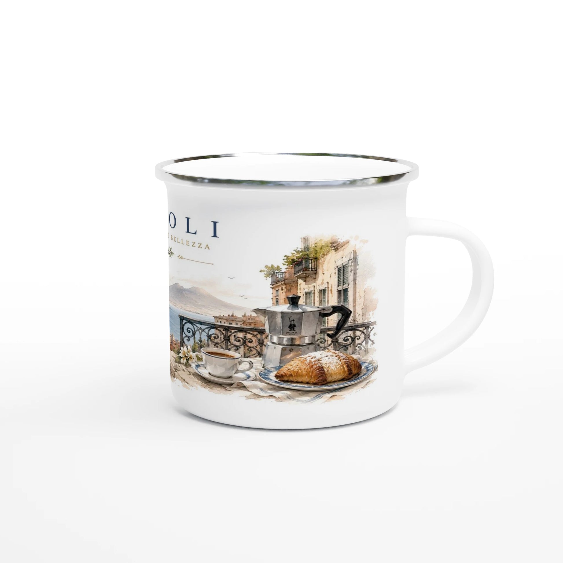 Italienisches Küstenpanorama mit Vesuv und Kaffeekultur