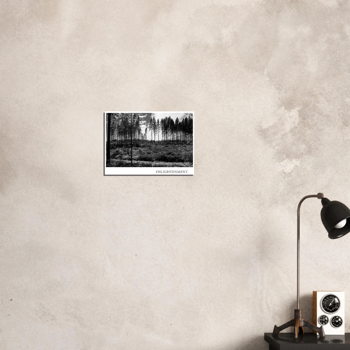 Moderner Schwarzweiß Fotografie Kunstdruck ENLIGHTENMENT als konzeptionelle Wandkunst für Wohnzimmer, Arbeitszimmer, Flur oder minimalistische Galeriewand