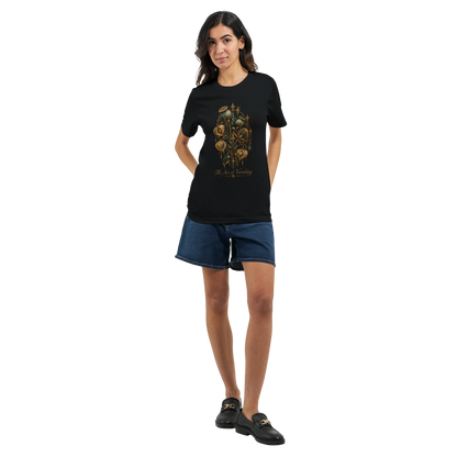 Gothic Fashion T-Shirt The Art of Vanishing von Mano et Arte als Produktansicht; das Design setzt auf eine rätselhafte, poetische Aussage.