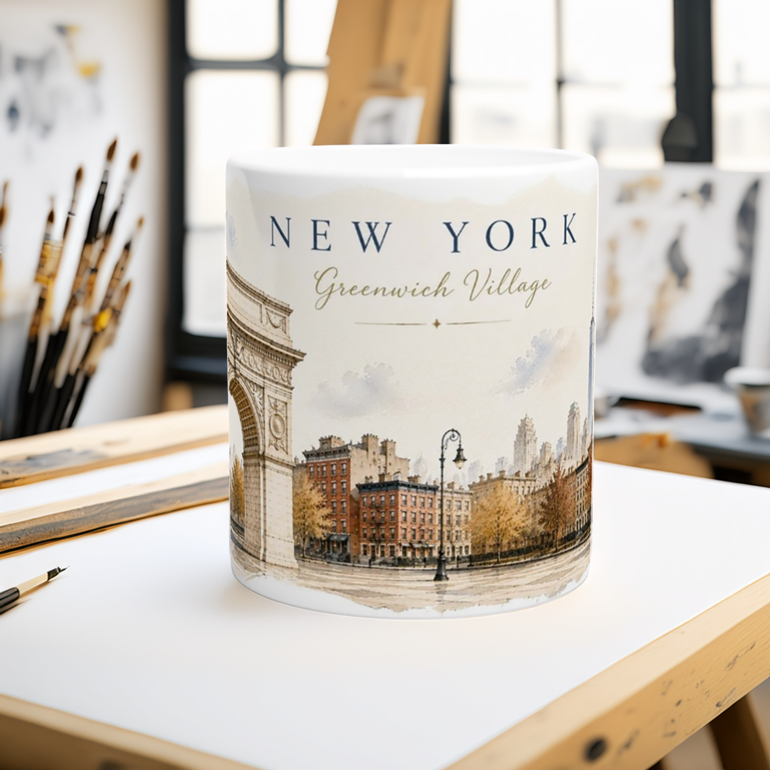 Greenwich Village Aquarell Tasse mit Washington Square Arch New York