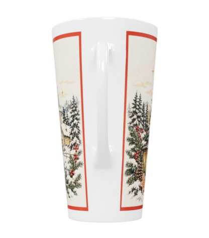 Vintage-Motiv des Heiligen Nikolaus für eine weiße Latte-Macchiato-Tasse. Die klassische Illustration bringt traditionelle Nikolausstimmung auf ein Keramik-Trinkgefäß.