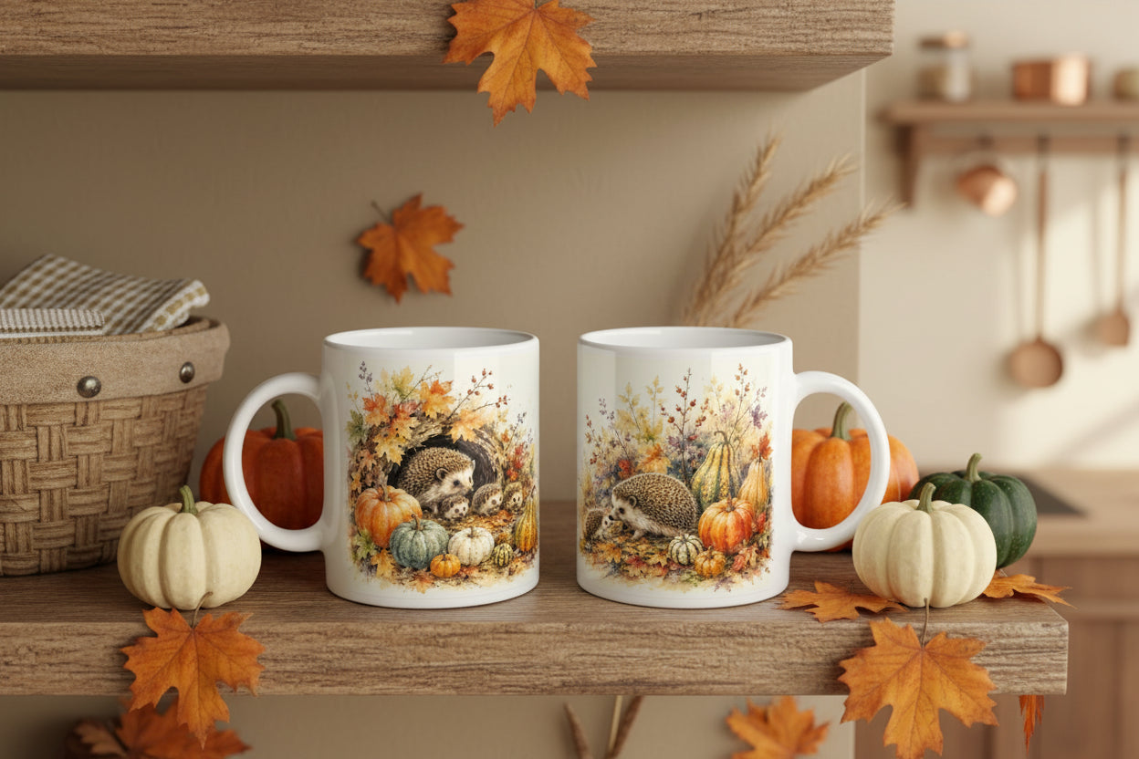 Igel Keramiktasse mit 330 ml Füllmenge, glänzender Oberfläche und hochwertigem umlaufendem Sublimationsdruck