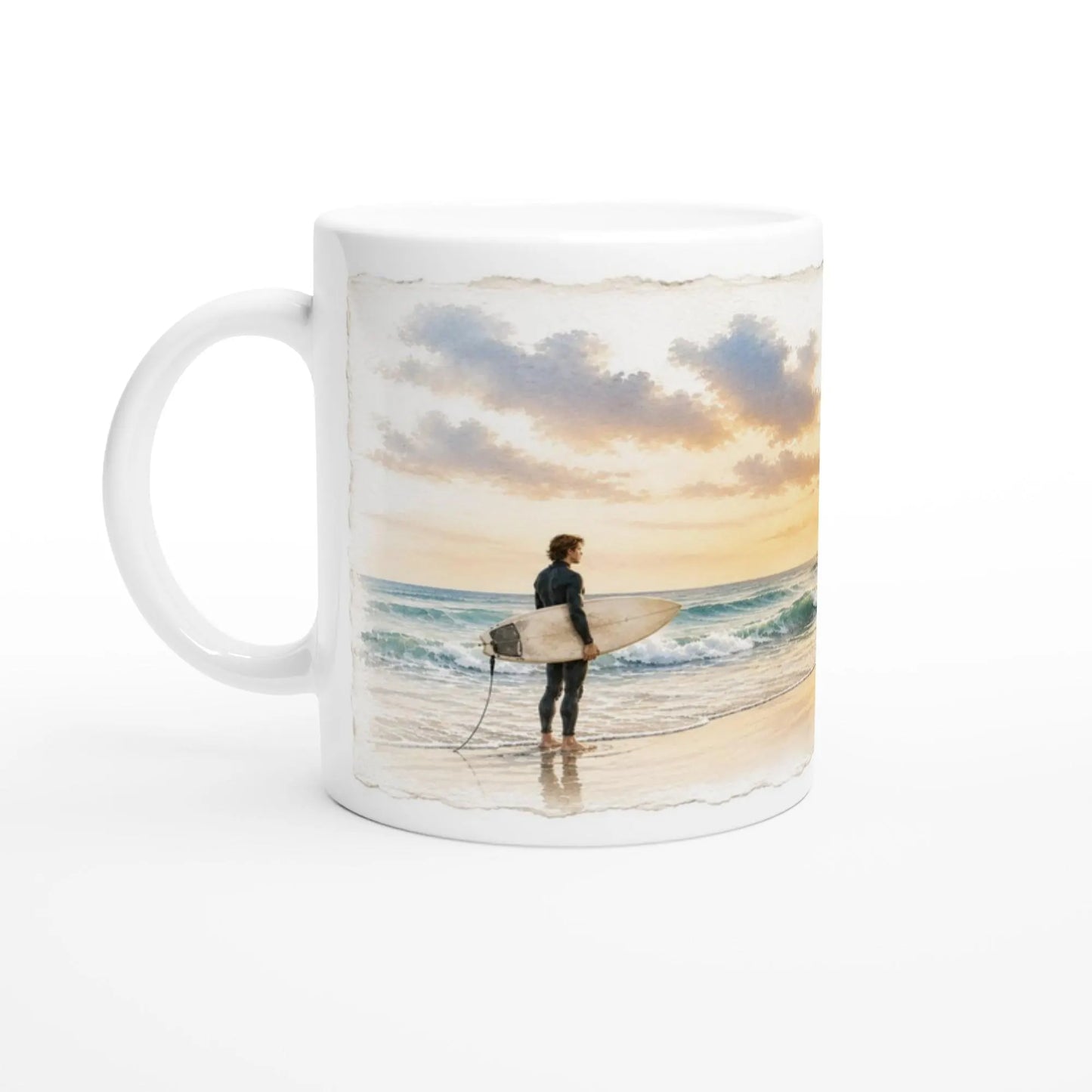 Strandmoment Tasse 330 ml – Meer, Surfer & Küstenruhe