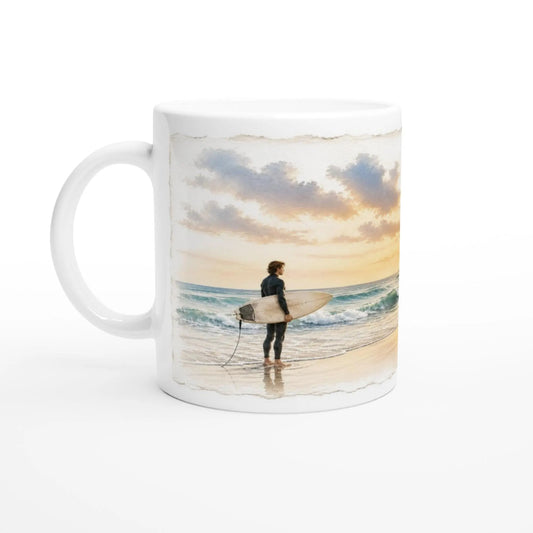 Strandmoment Tasse 330 ml – Meer, Surfer & Küstenruhe