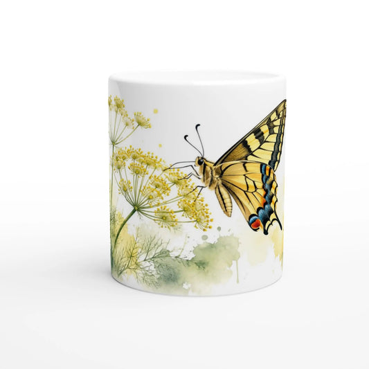 Schwalbenschwanz Tasse 330 ml mit Dillblüten – Botanisches Aquarellmotiv