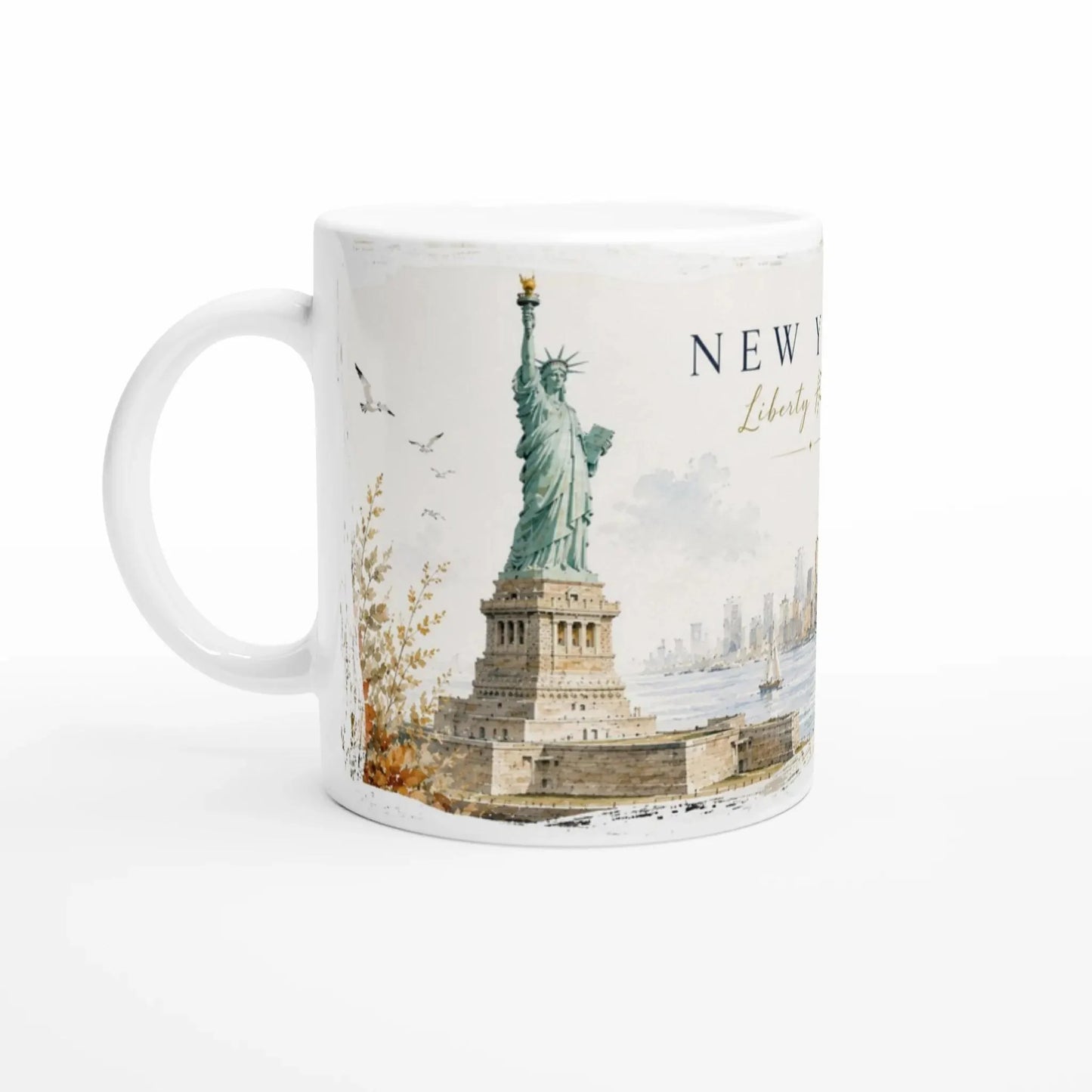 New York Liberty Harbor – Aquarell Tasse 330 ml