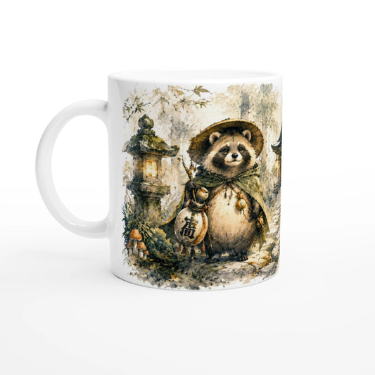 Tanuki Tasse mit japanischem Yōkai Motiv im Aquarellstil