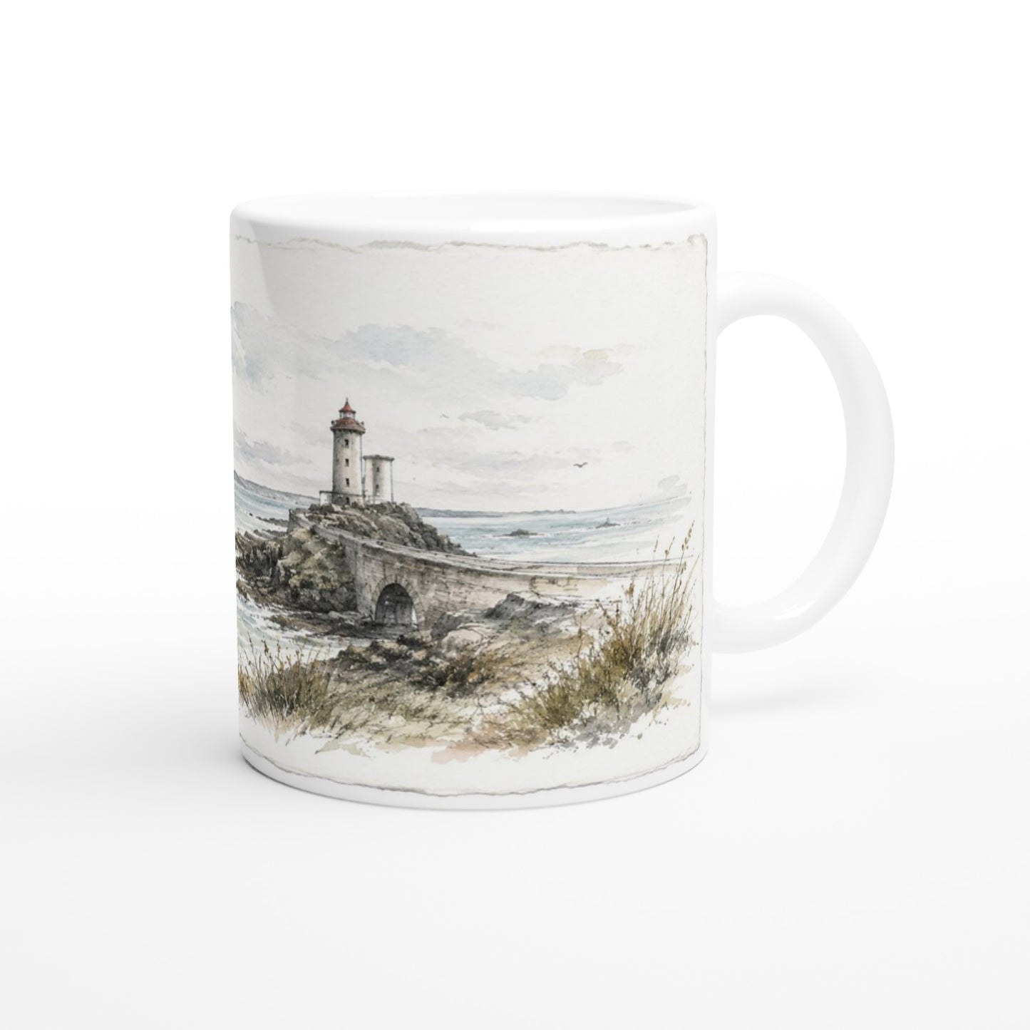 Phare du Petit Minou Keramiktasse als Geschenk für Bretagne und Meerliebhaber.