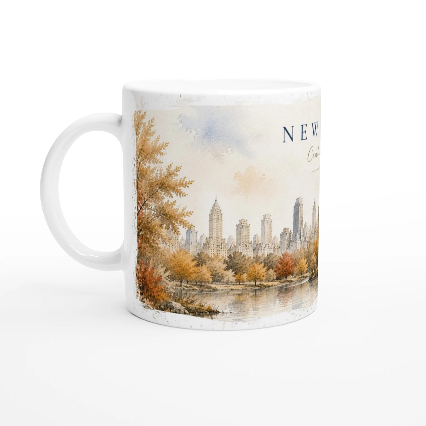 New York Geschenkidee mit Brücke und Skyline im Aquarellstil