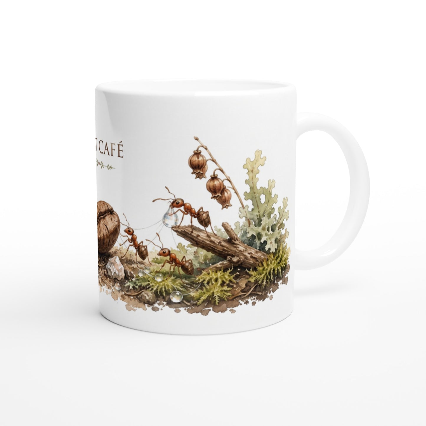 Ameisen Tasse Geschenk für Naturfreunde – Waldmotiv Kaffeebecher mit Moos & Pilzen | Ant Café Keramiktasse 330 ml - Ameisen Tasse als originelle Geschenkidee für Naturfreunde und Kaffeeliebhaber.