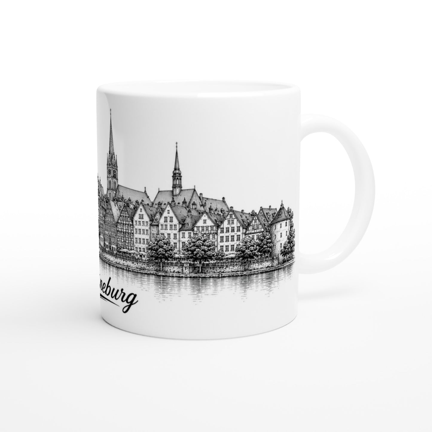 Mano et Arte Lüneburg Tasse 330 ml mit klassischem Stadtansicht-Motiv.