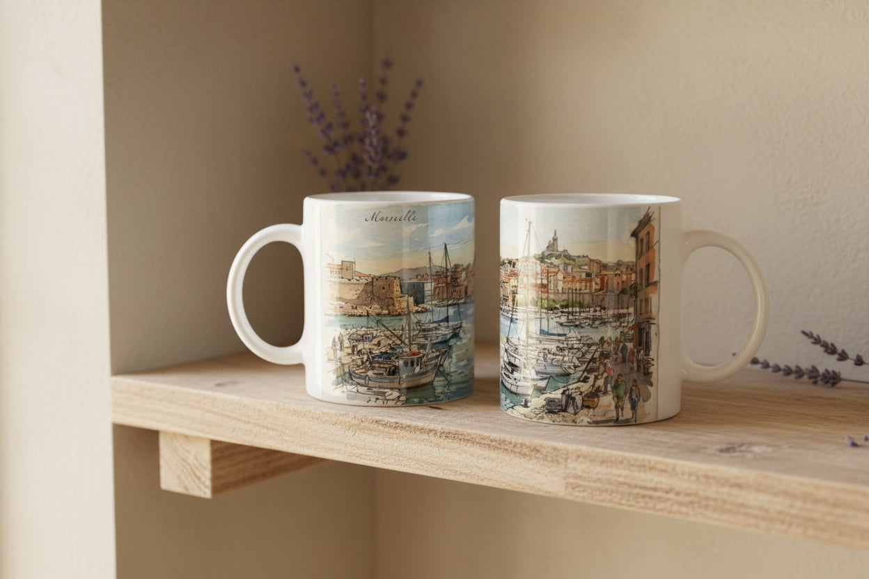 Marseille Tasse als Geschenkidee für Frankreichliebhaber, Mittelmeerfans und Menschen mit einer Vorliebe für maritime Stadtmotive