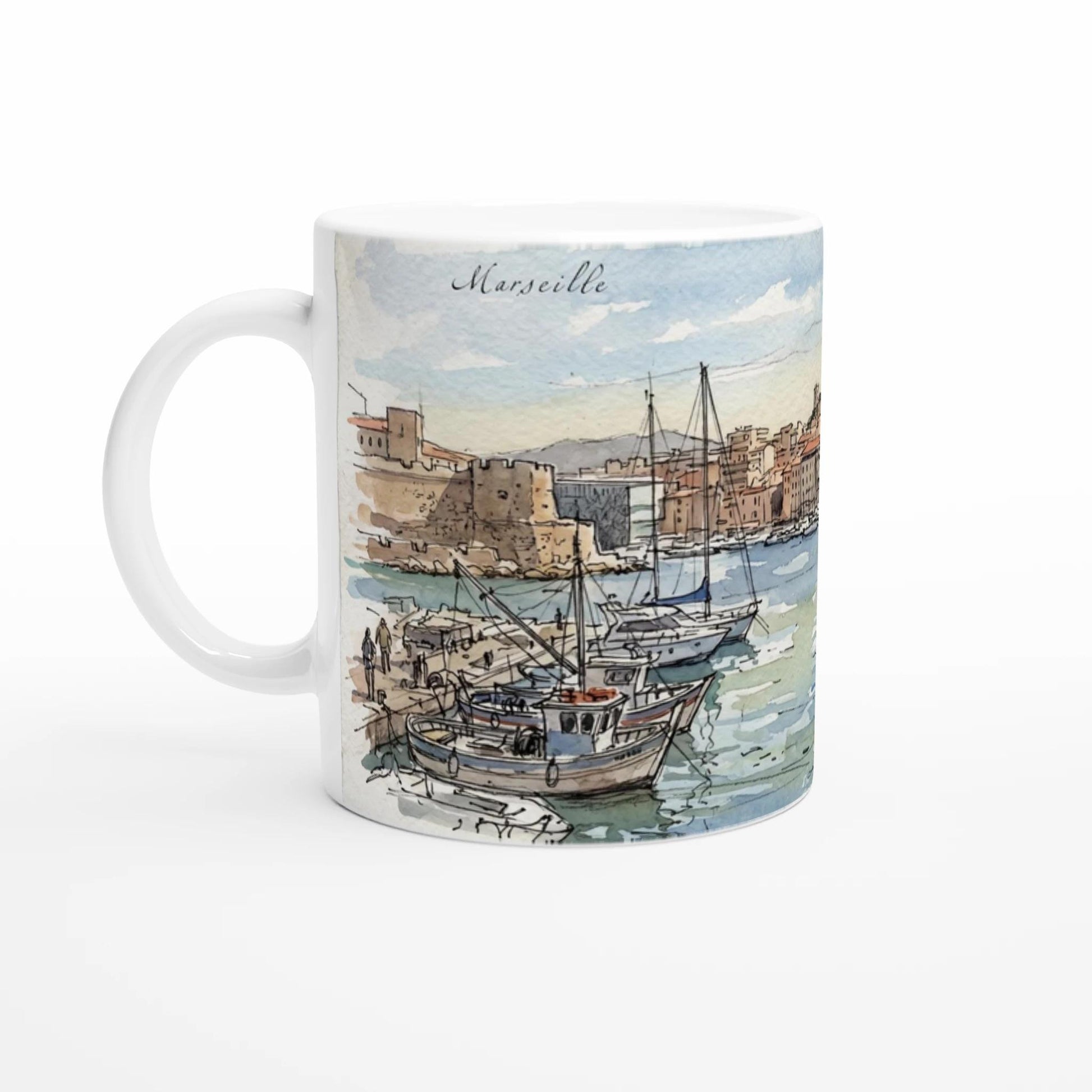 Marseille Tasse 330 ml mit Vieux-Port, Booten im Wasser und den ansteigenden Häusern der südfranzösischen Hafenstadt