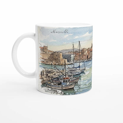 Marseille Tasse 330 ml mit Vieux-Port, Booten im Wasser und den ansteigenden Häusern der südfranzösischen Hafenstadt