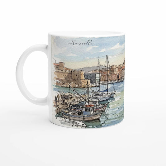 Marseille Tasse 330 ml mit Vieux-Port, Booten im Wasser und den ansteigenden Häusern der südfranzösischen Hafenstadt