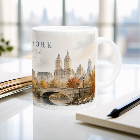 Weiße Keramiktasse 330 ml mit Central Park Illustration