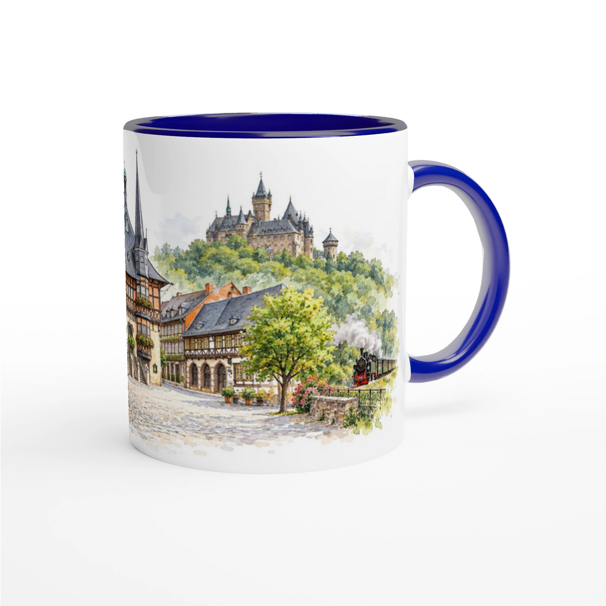 Wernigerode Keramiktasse als Geschenkidee für Harzliebhaber, Eisenbahnfreunde, Heimatverbundene und Fans historischer Fachwerkstädte