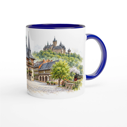 Wernigerode Keramiktasse als Geschenkidee für Harzliebhaber, Eisenbahnfreunde, Heimatverbundene und Fans historischer Fachwerkstädte